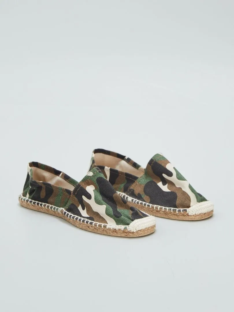 ALPARGATAS DE ESPARTO CON ESTAMPADO DE CAMUFLAJE  BEIGE