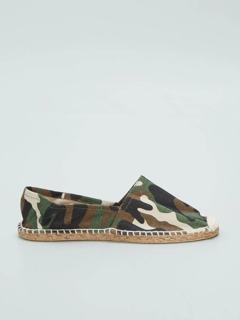 ALPARGATAS DE ESPARTO CON ESTAMPADO DE CAMUFLAJE  BEIGE