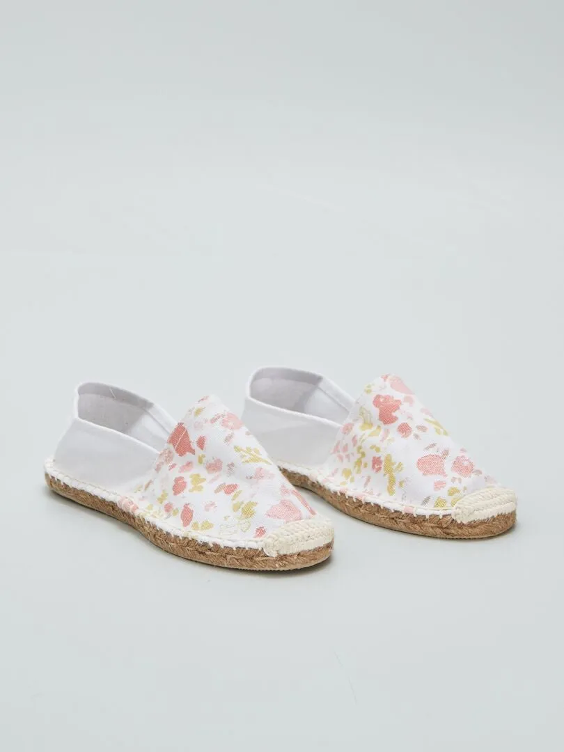 ALPARGATAS DE ESPARTO CON ESTAMPADO DE FLORES  BLANCO