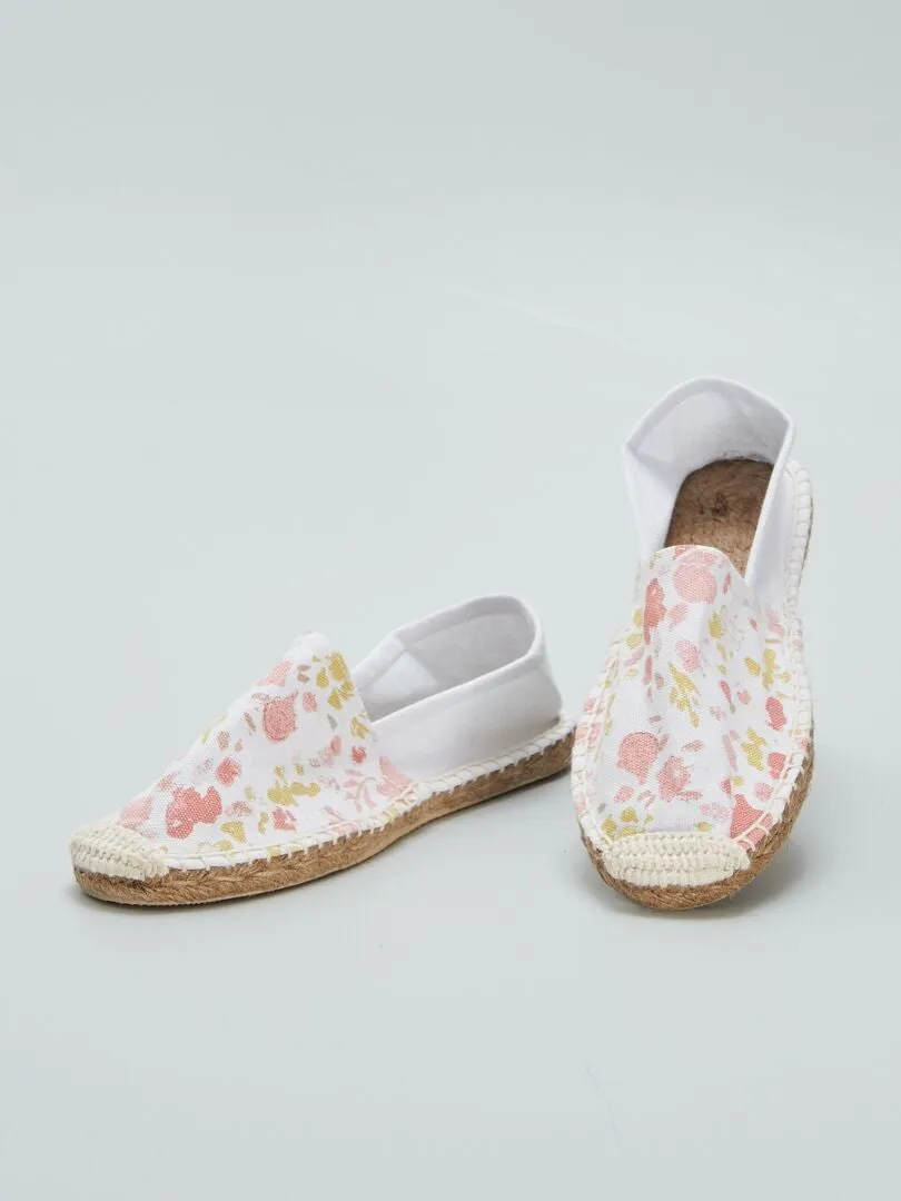 ALPARGATAS DE ESPARTO CON ESTAMPADO DE FLORES  BLANCO