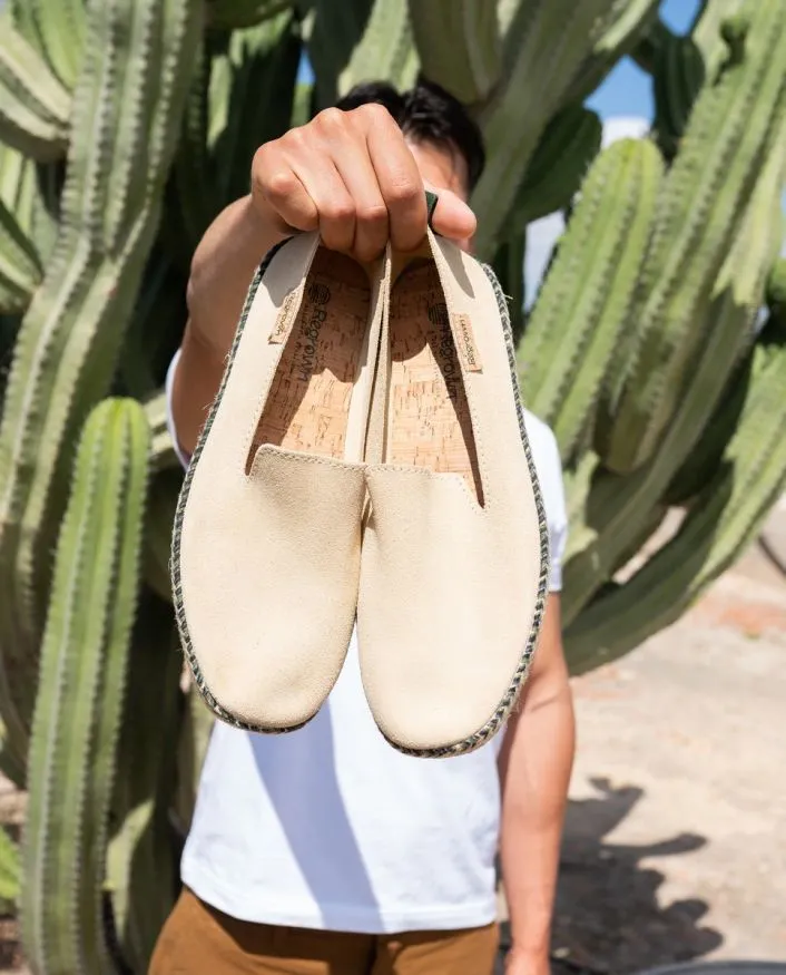 Alpargatas hombre beige de piel y yute MANASLU BEIGE