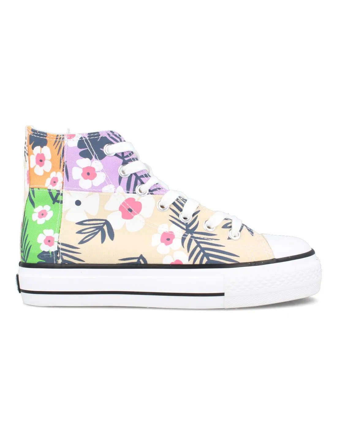 B&W  DEPORTIVA BASKET PLATAFORMA LONA FLOWERS