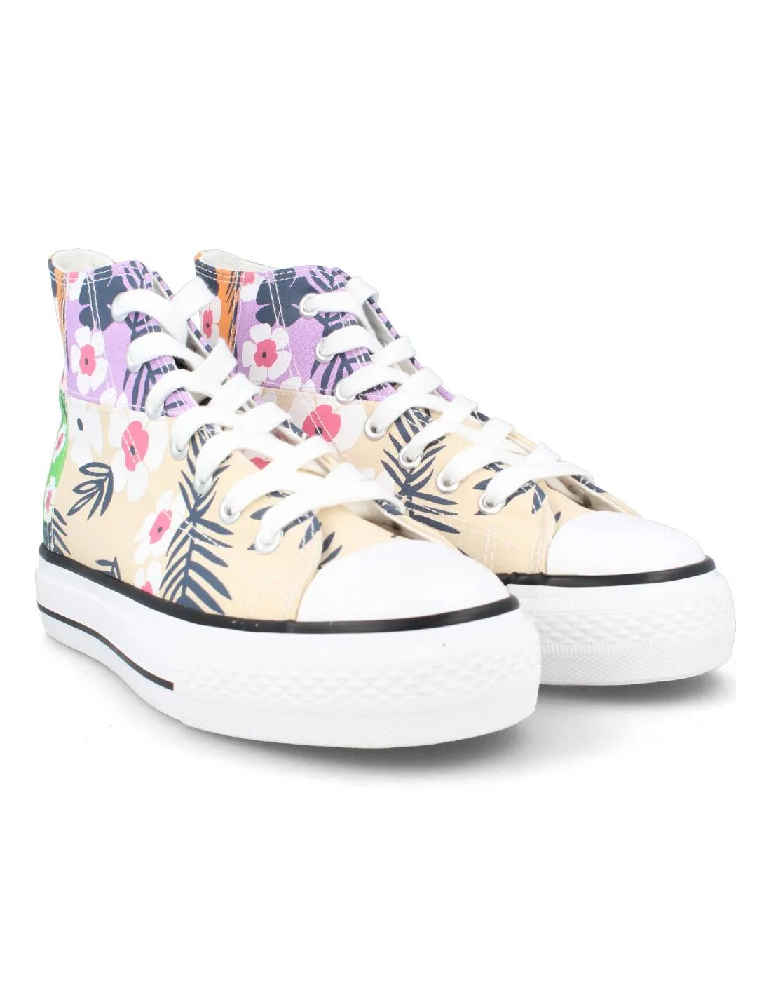 B&W  DEPORTIVA BASKET PLATAFORMA LONA FLOWERS