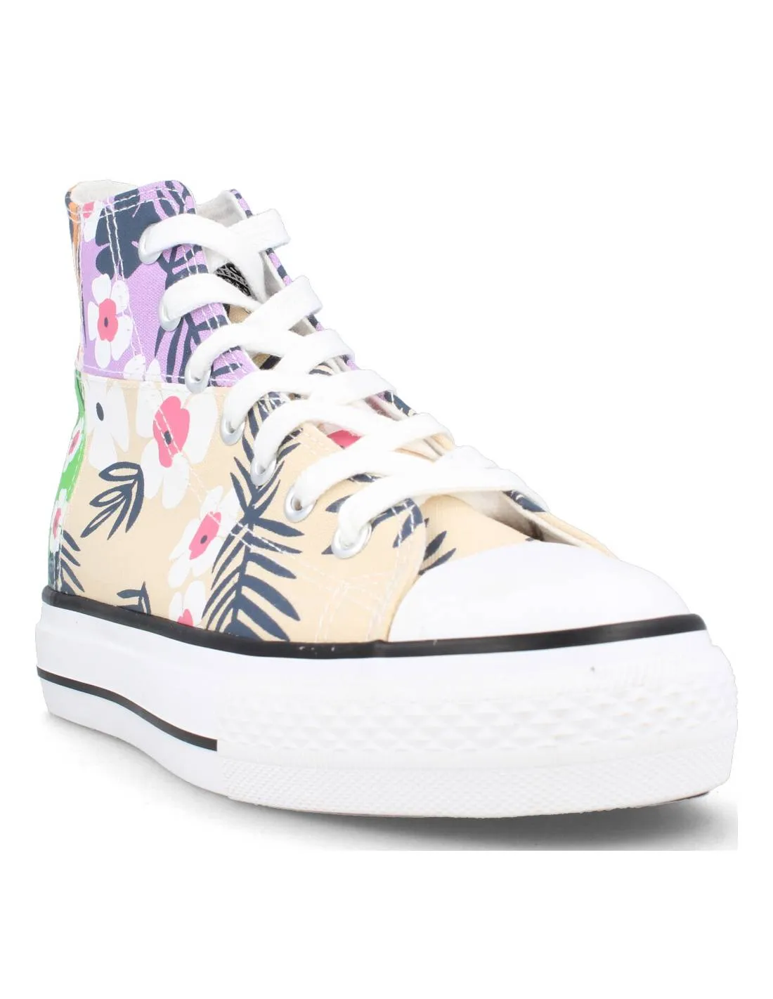 B&W  DEPORTIVA BASKET PLATAFORMA LONA FLOWERS
