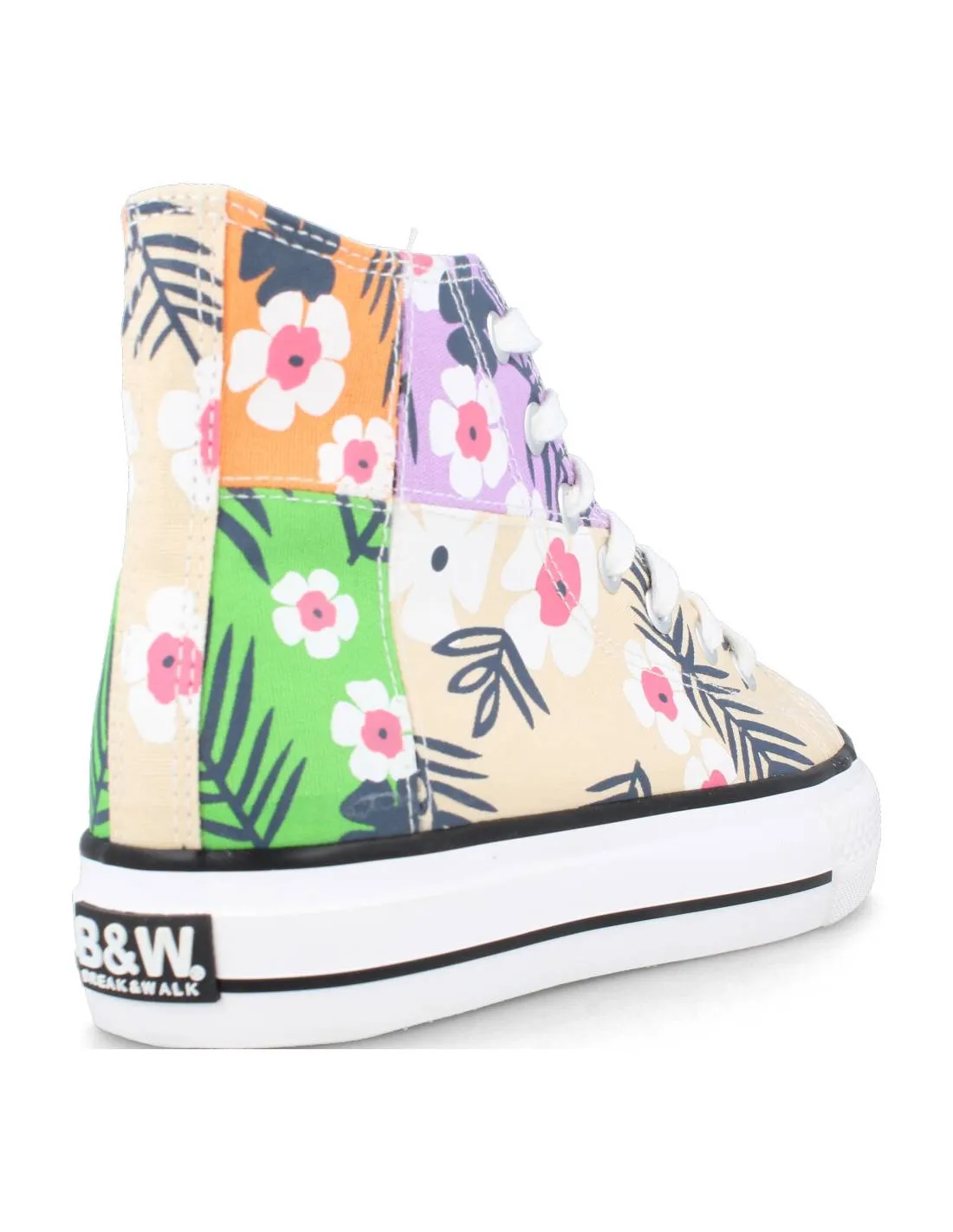 B&W  DEPORTIVA BASKET PLATAFORMA LONA FLOWERS