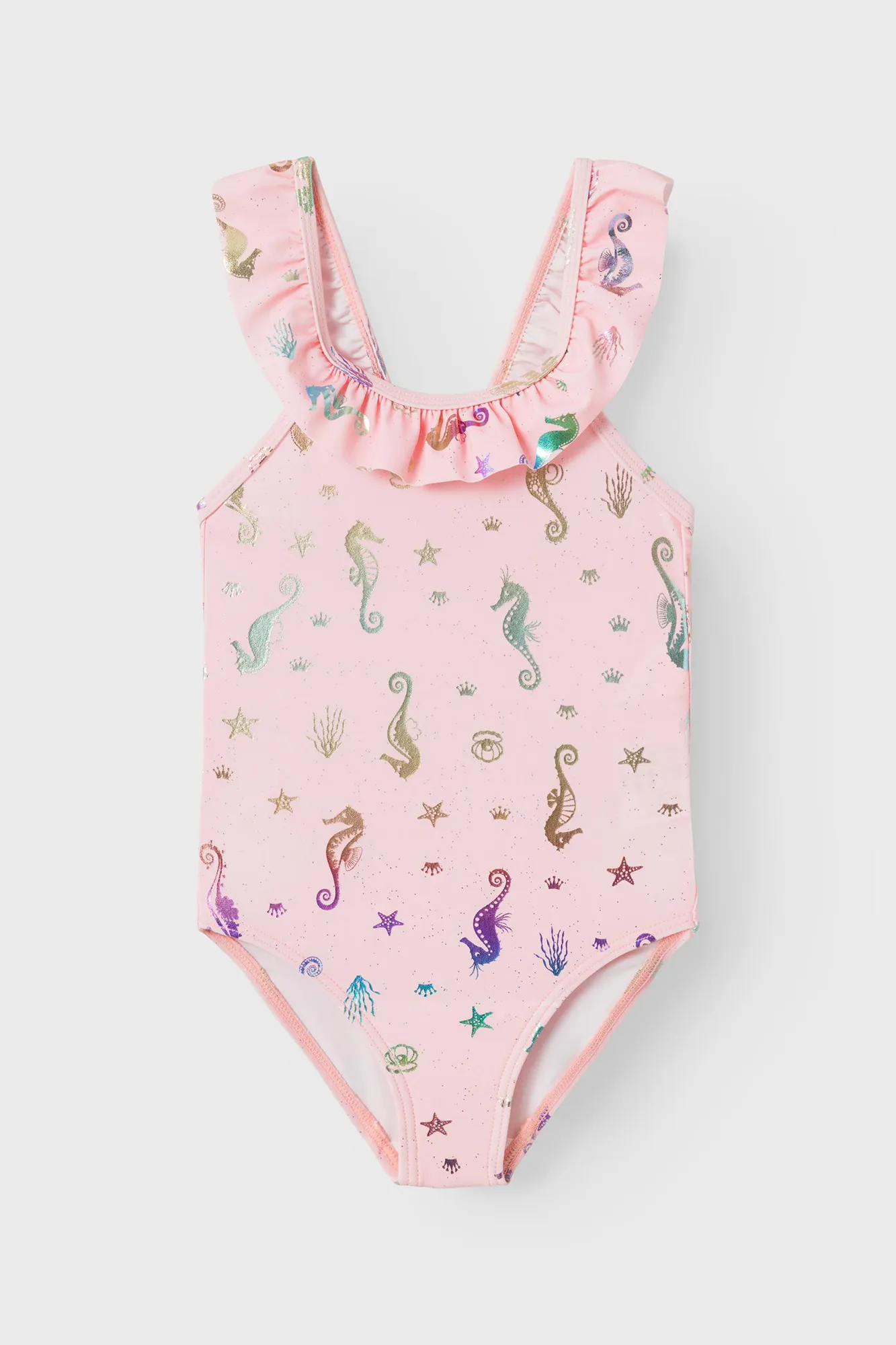 Bañador niña con volante y motivos marinos