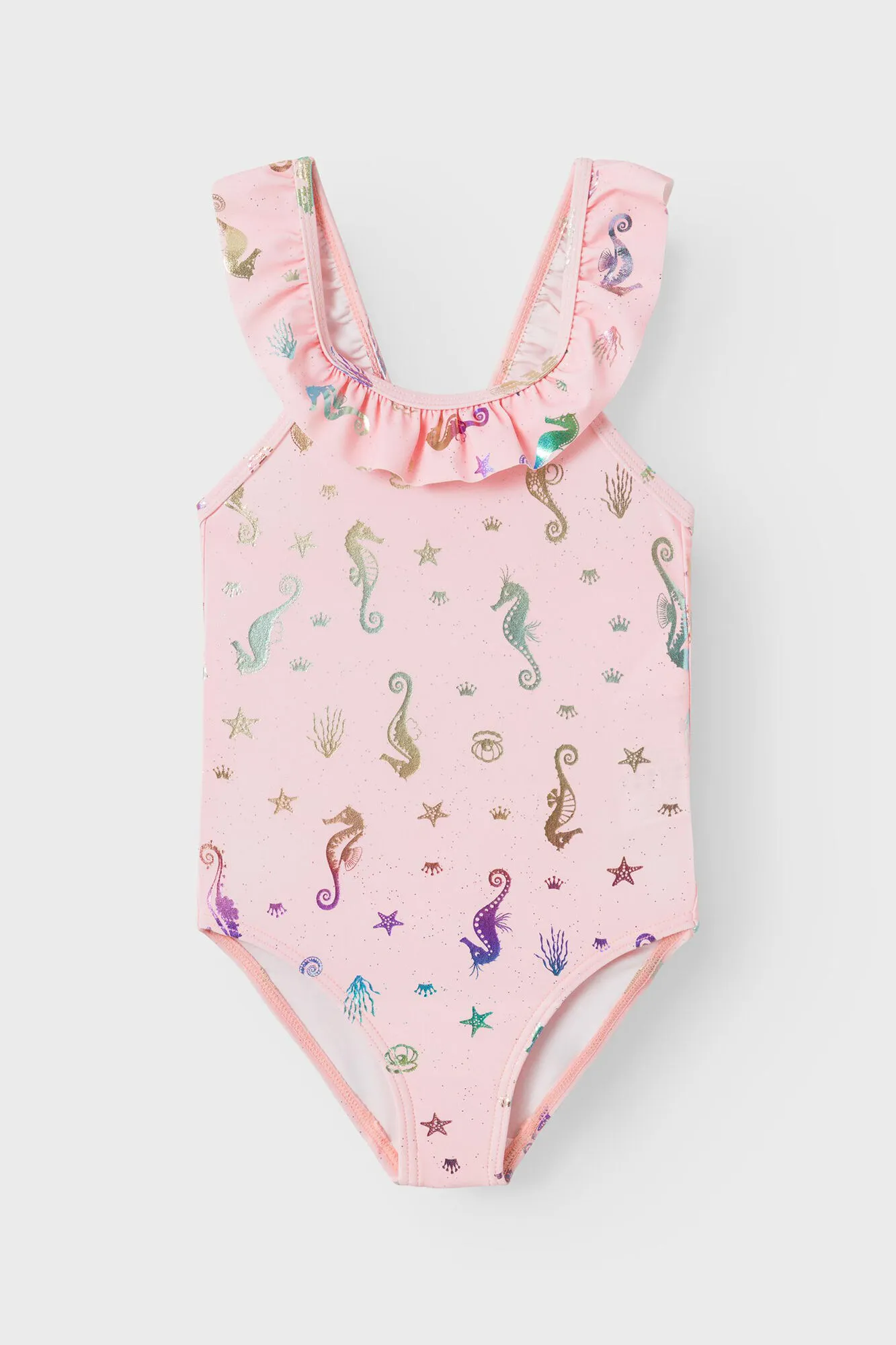 Bañador niña con volante y motivos marinos