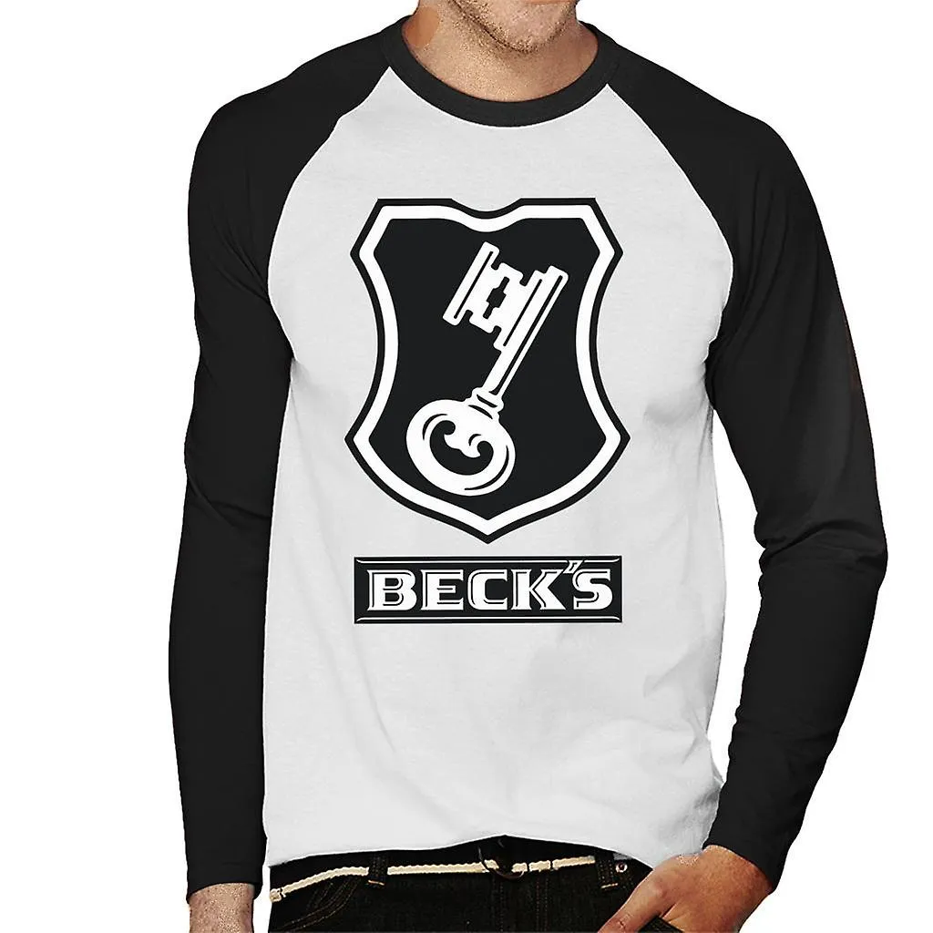 Beck's Logo relleno negro key hombres's Baseball camiseta de manga larga