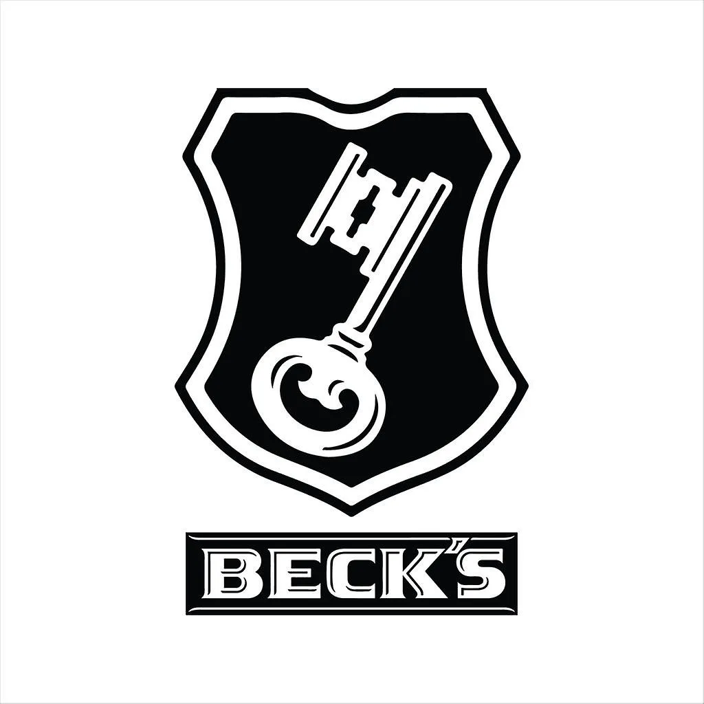 Beck's Logo relleno negro key hombres's Baseball camiseta de manga larga