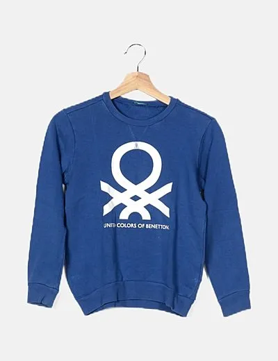 Benetton Sudadera azul klein estampada