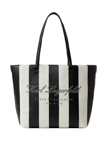 Bolso de lona banco y negro Hotel Karl