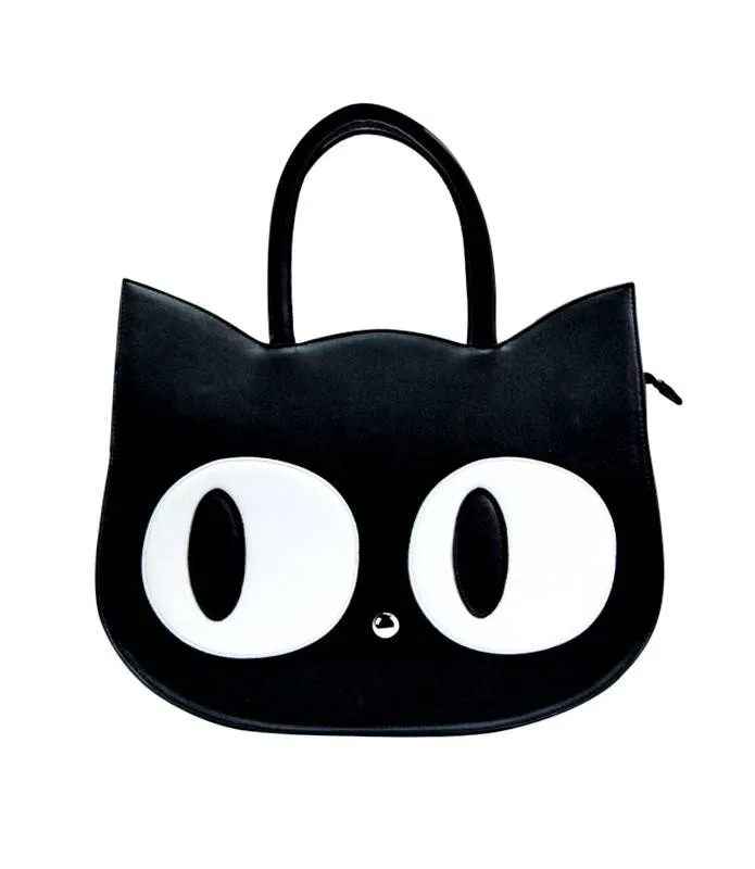 Bolso De Mano Grande Cara de Gato BANNED Negro Heart Of Gold BG7099