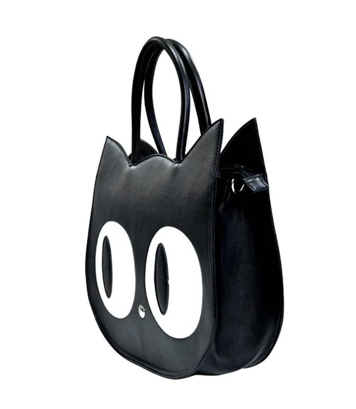 Bolso De Mano Grande Cara de Gato BANNED Negro Heart Of Gold BG7099