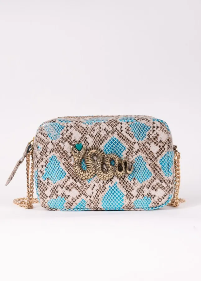 Bolso piel serpiente turquesa