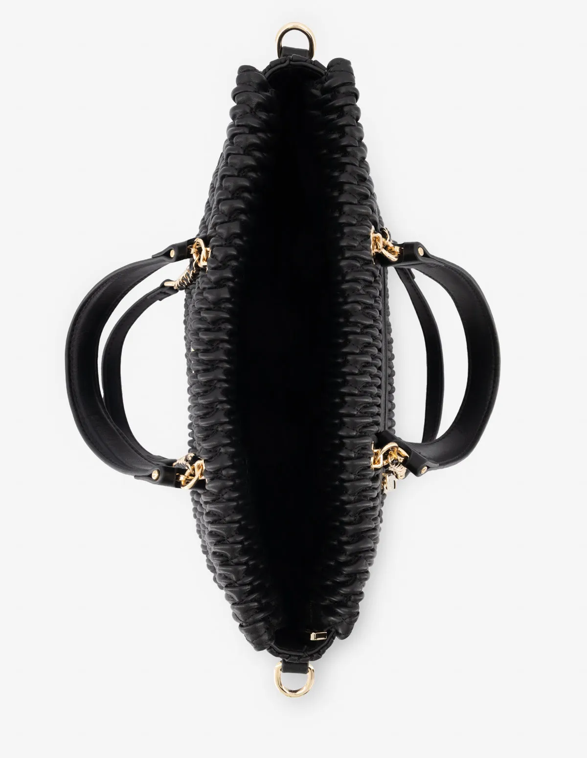 Bolso shopper en piel vegana capitonada color negro para mujer