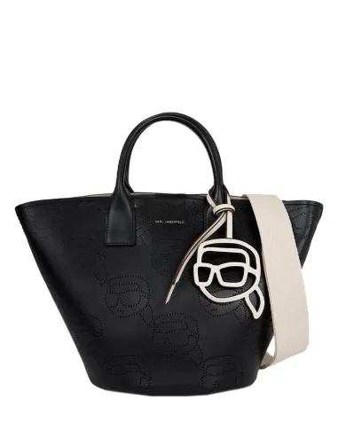 Bolso tote negro perforado K/Ikonik