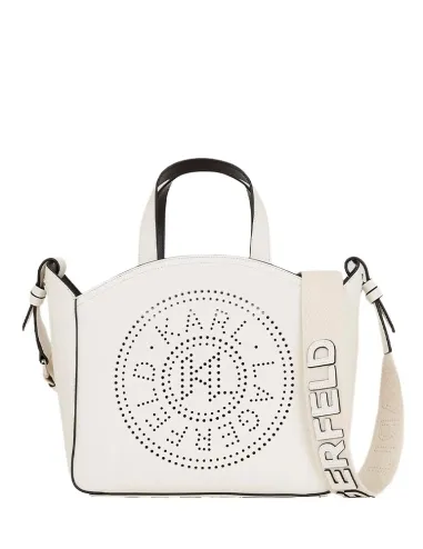 Bolso tote pequeño blanco perforado K/Circle