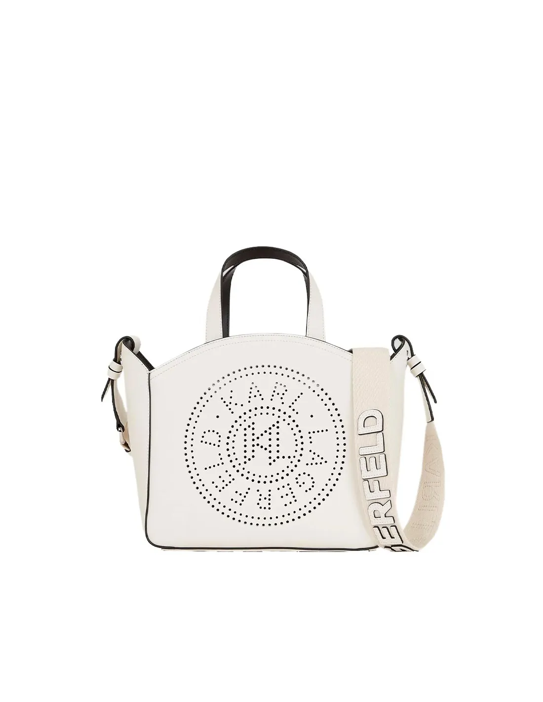 Bolso tote pequeño blanco perforado K/Circle