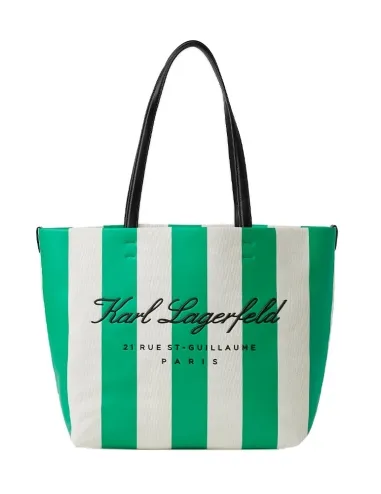 Bolso verde a rayas de lona Hotel Karl