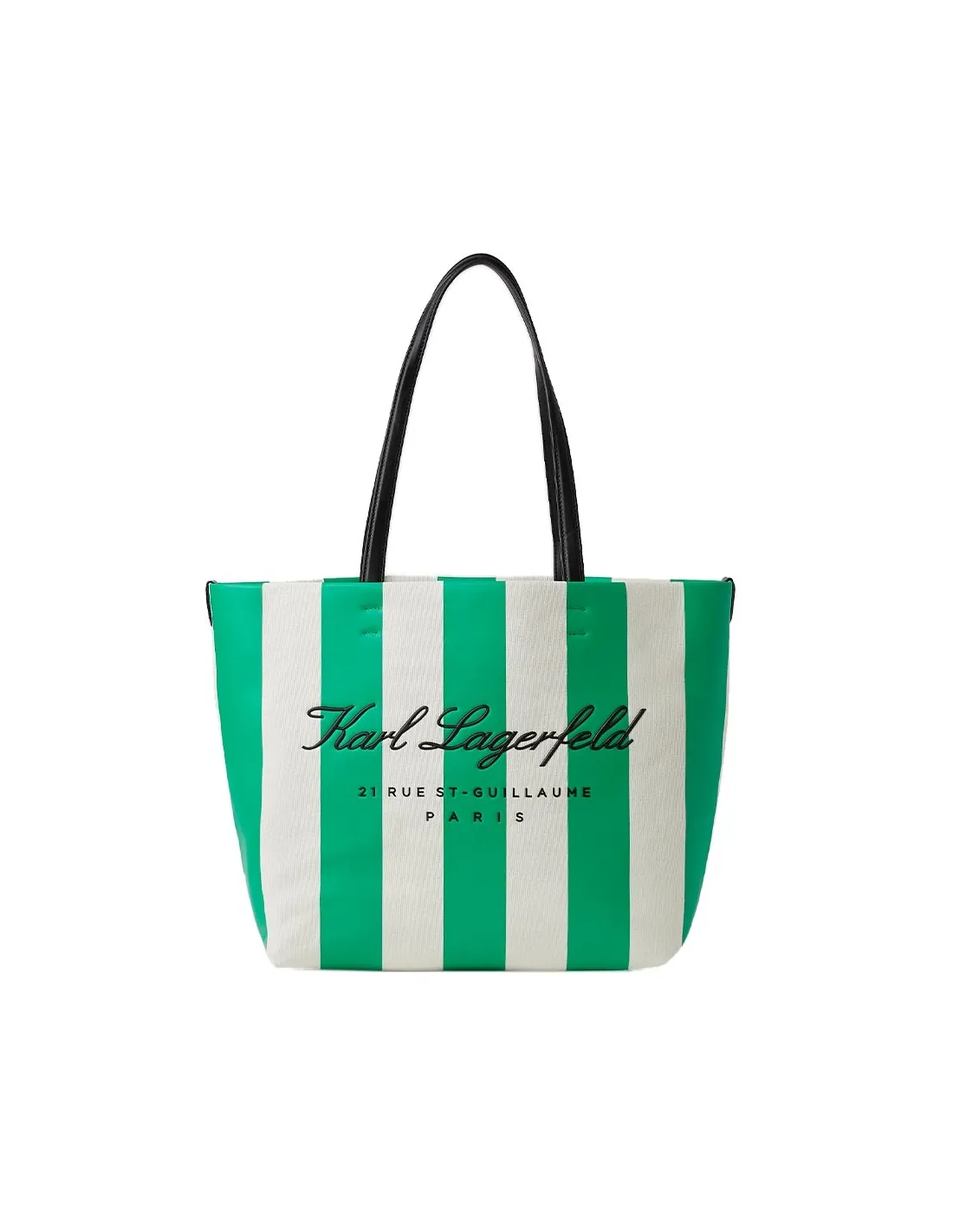 Bolso verde a rayas de lona Hotel Karl