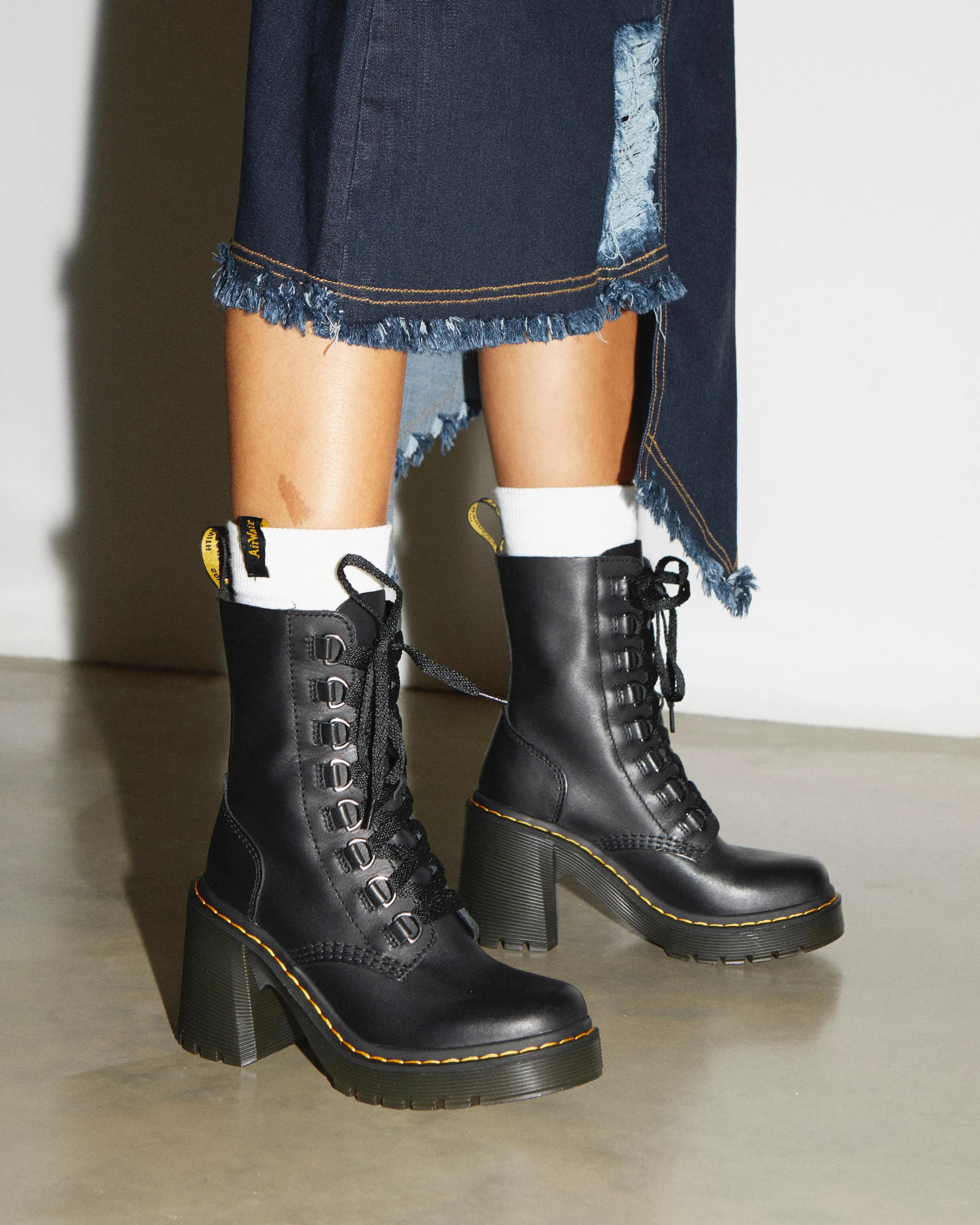 Botas de tacón ancho Chesney de piel
