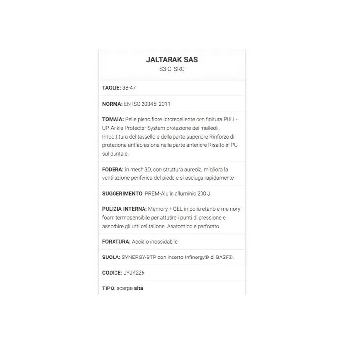 Calzado de trabajo alto Jallatte Jaltarak SAS S3 CI AN SRC