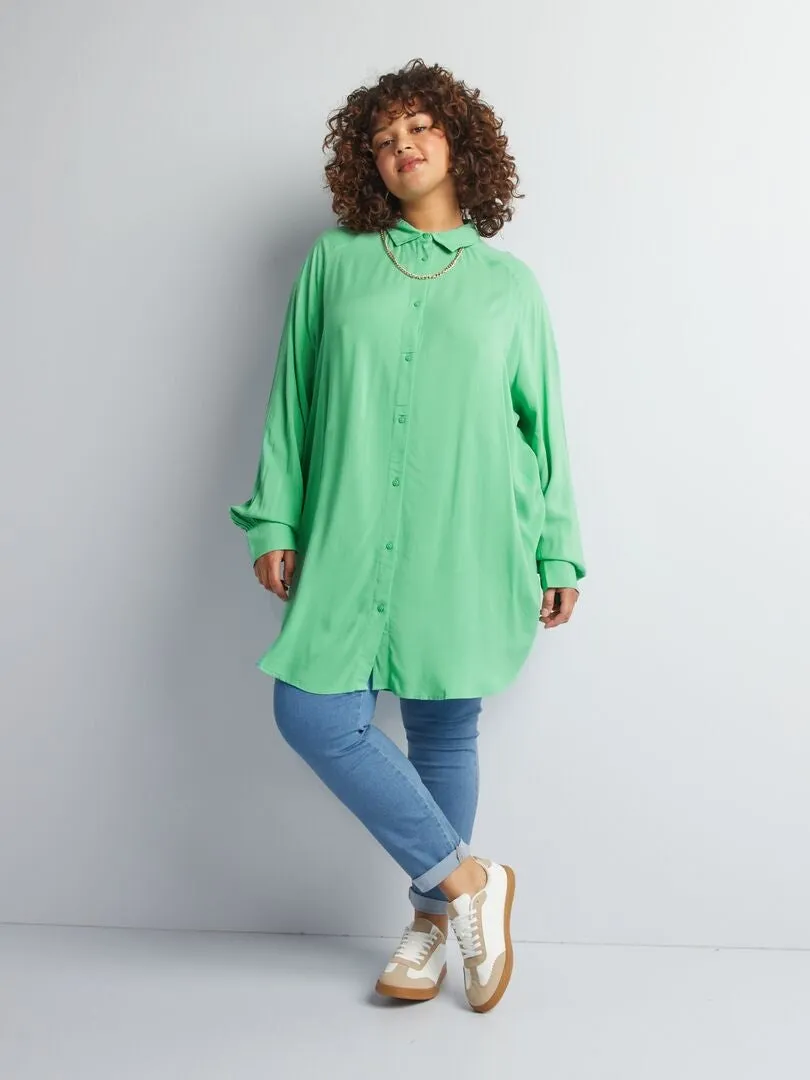 CAMISA LARGA DE MANGA LARGA  VERDE