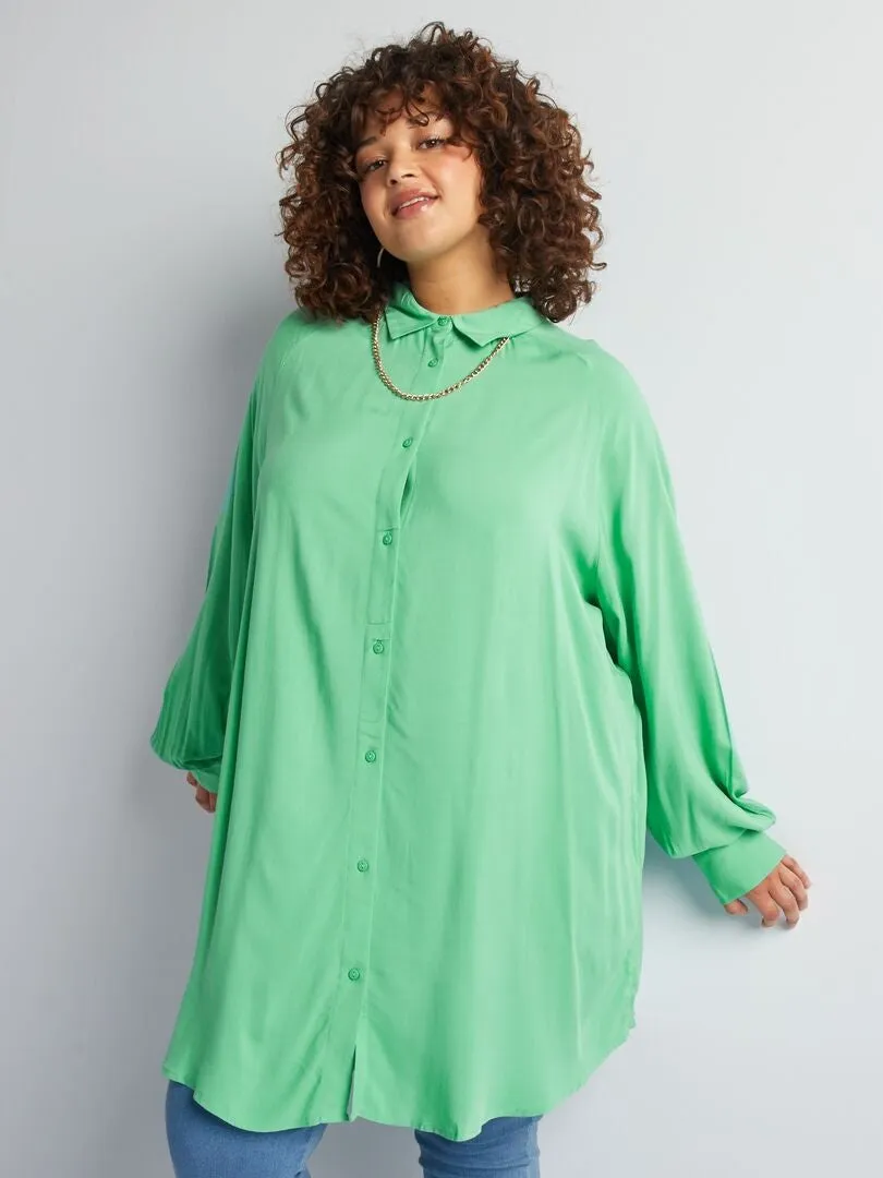 CAMISA LARGA DE MANGA LARGA  VERDE