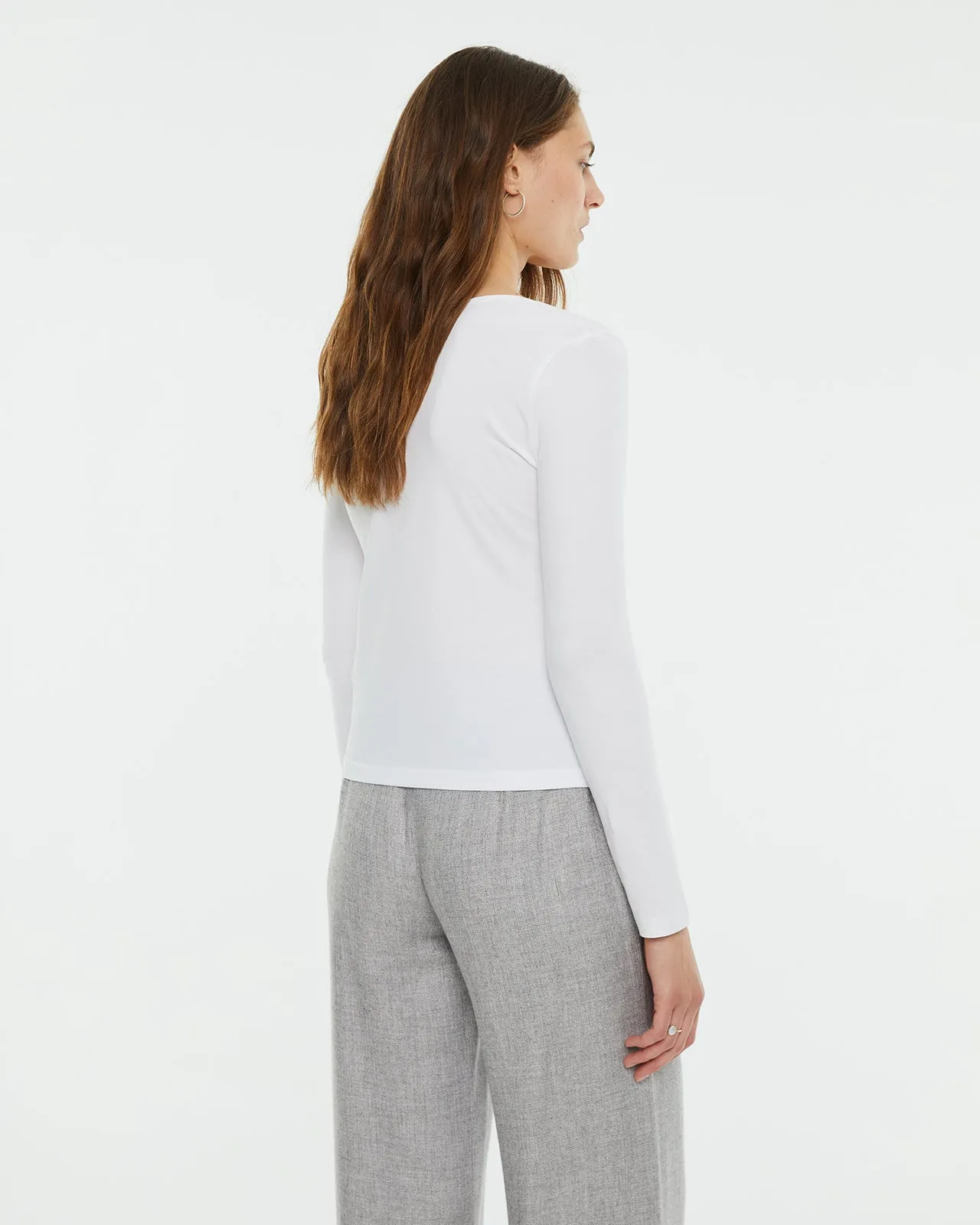 Camiseta crop ajustada manga larga