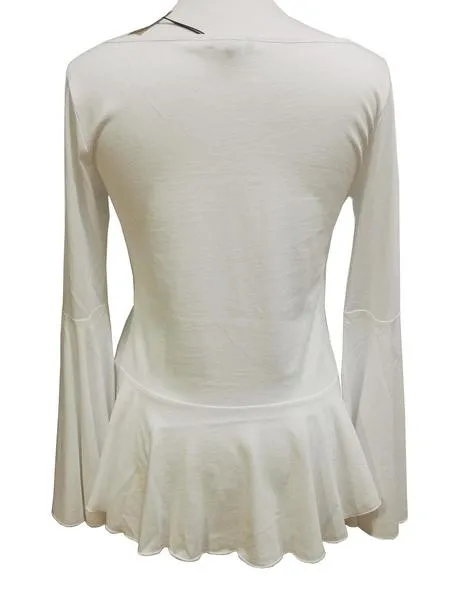 camiseta flores manga trompeta