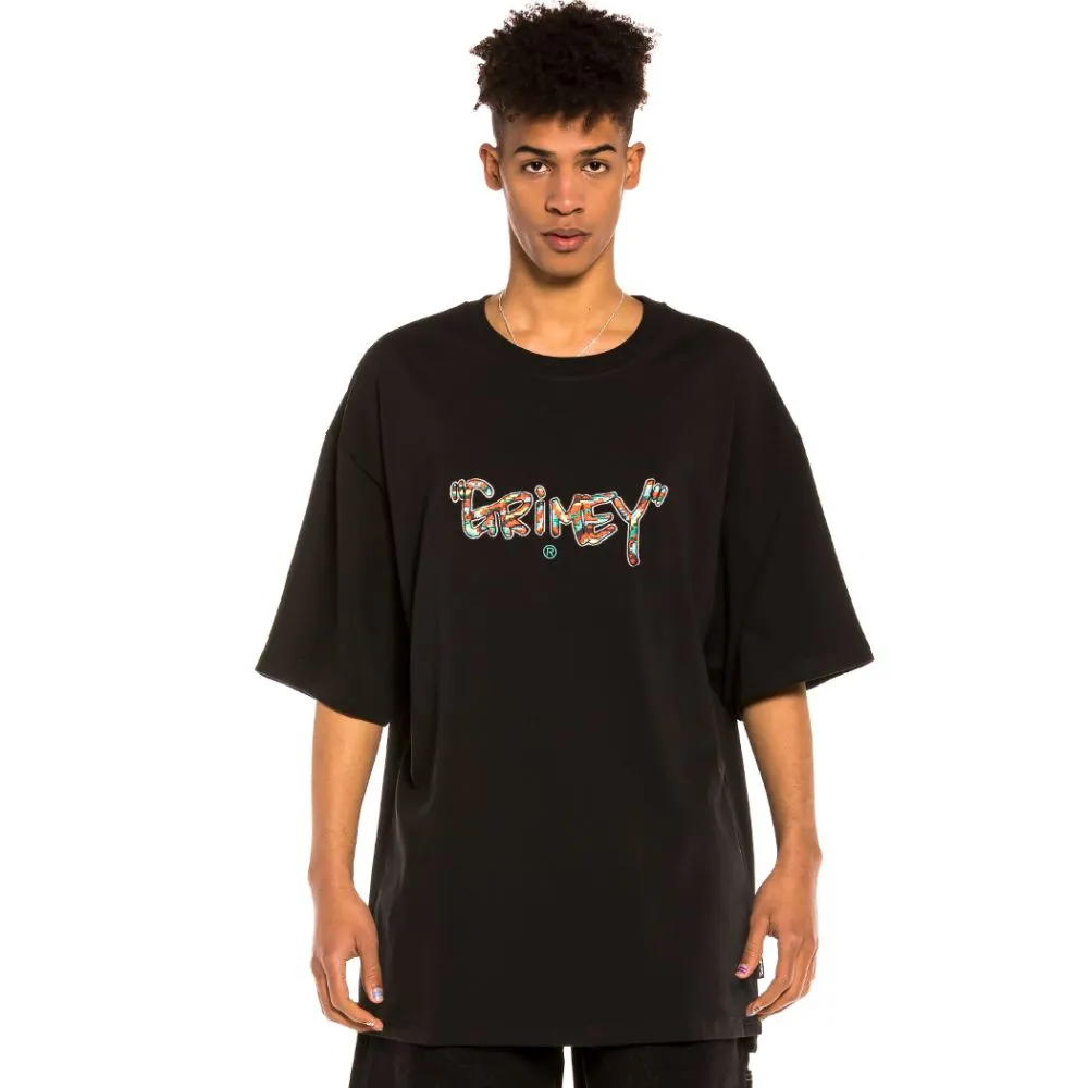 CAMISETA GRIMEY MANGA CORTA UNISEX “NINE WINDS ” HEAVY WEIGHT – BLACK REF. GA25BLK NEGRO LOGO PECHO