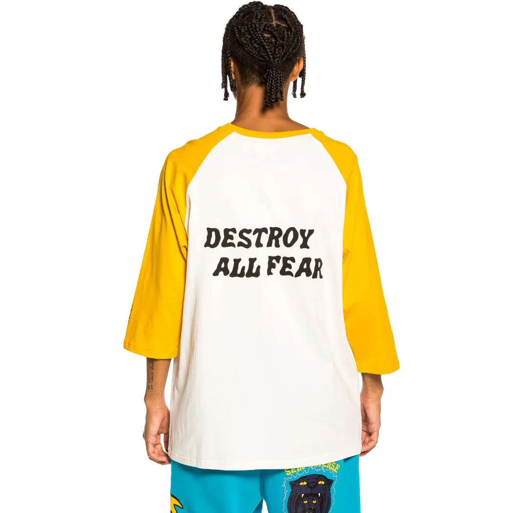 CAMISETA GRIMEY MANGA LARGA 3/4 UNISEX  RAGLAN “DESTROY ALL FEAR” – YELLOW | FALL 21 REF. GRT112YLW AMARILLA