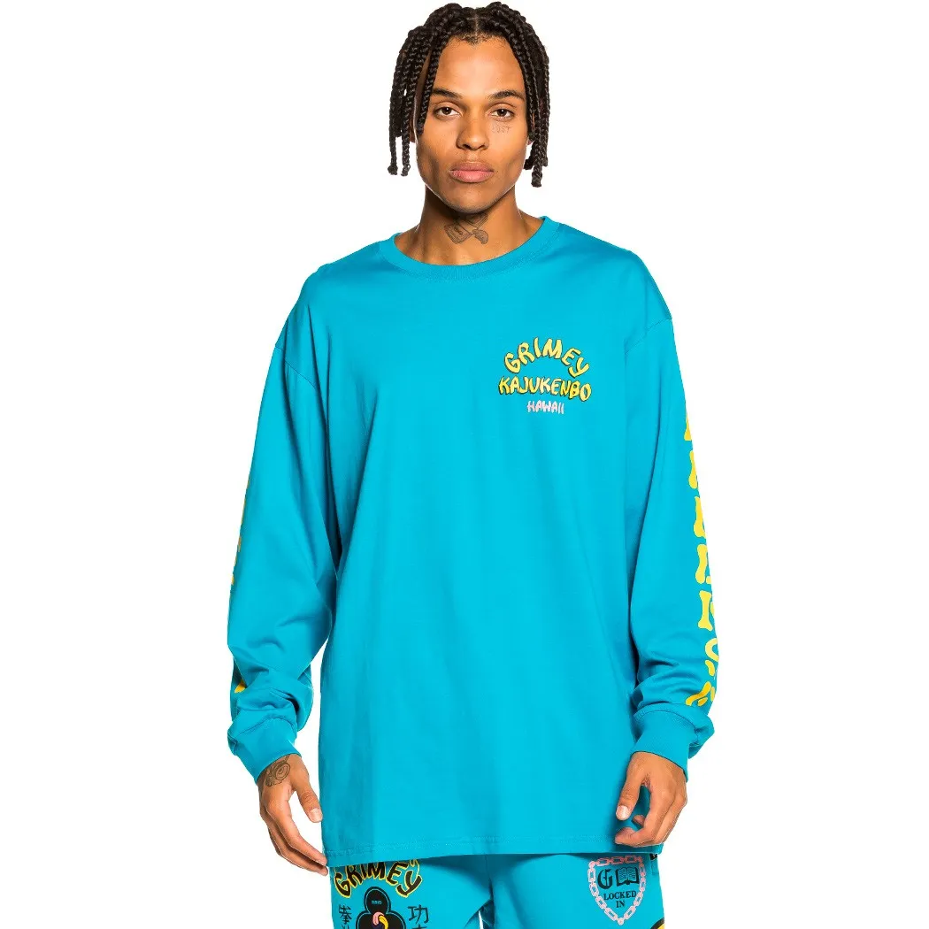 CAMISETA GRIMEY MANGA LARGA UNISEX  “DESTROY ALL FEAR” – BLUE | FALL 21 REF. GLS139BLU AZUL ESQUELETO