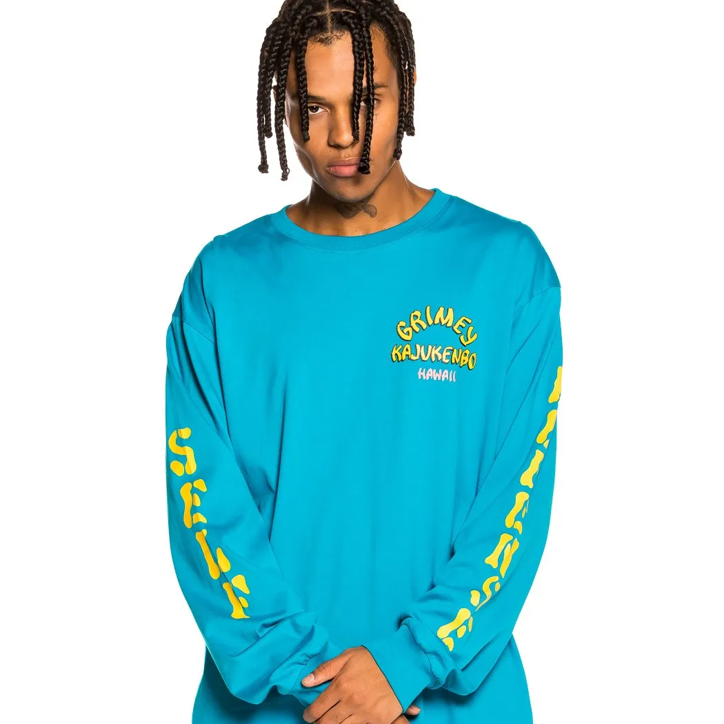 CAMISETA GRIMEY MANGA LARGA UNISEX  “DESTROY ALL FEAR” – BLUE | FALL 21 REF. GLS139BLU AZUL ESQUELETO