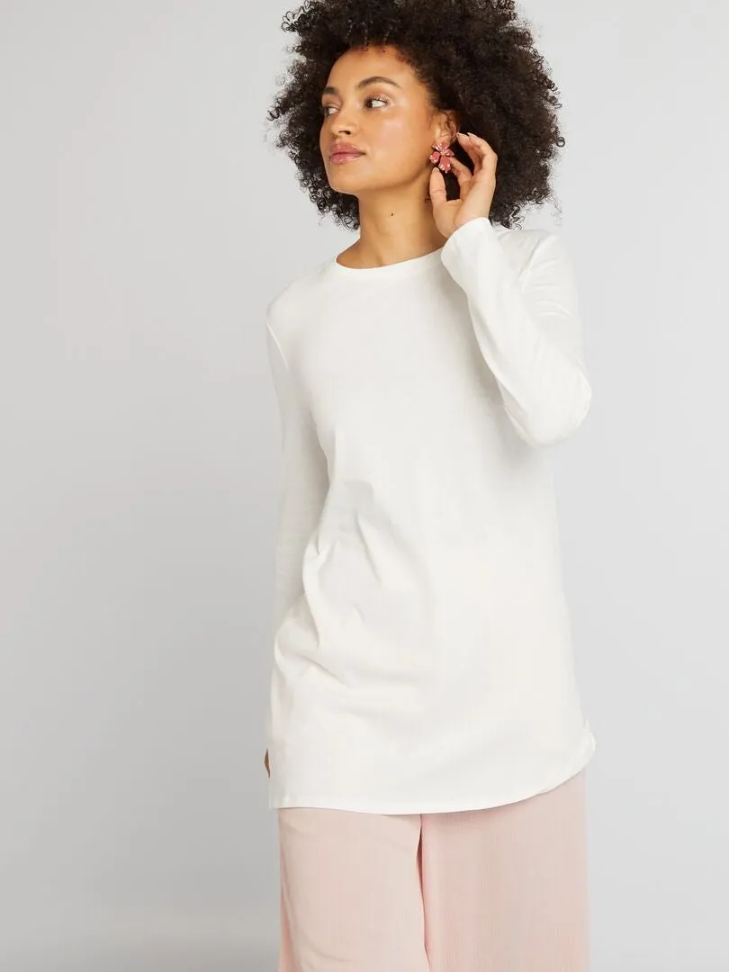 CAMISETA LARGA DE MANGA LARGA  BEIGE