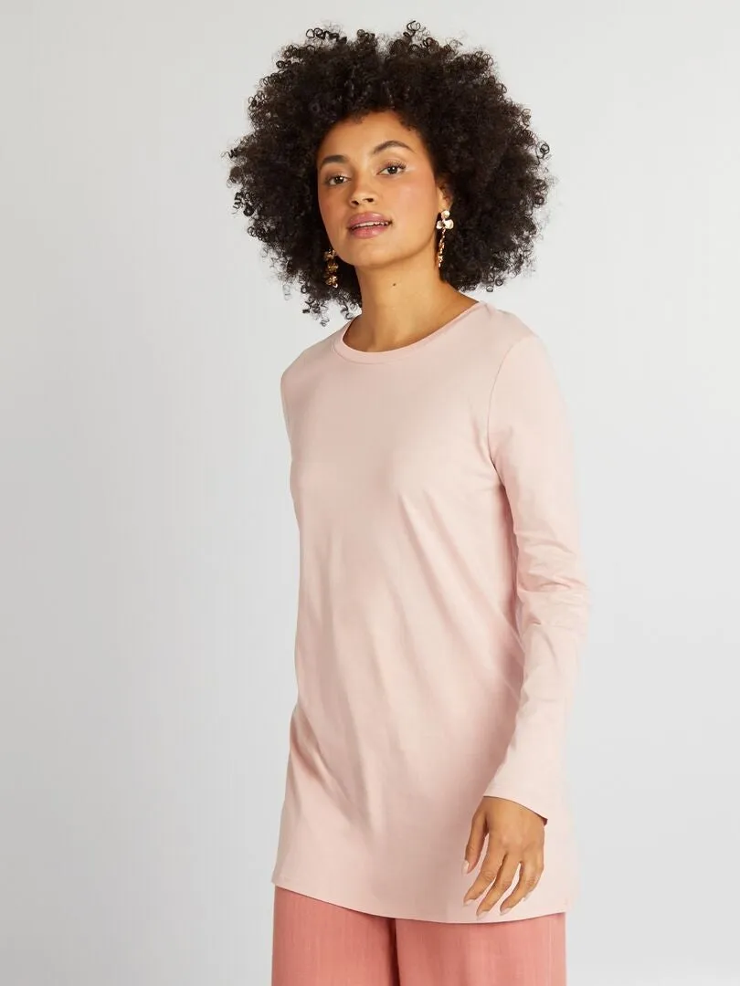 CAMISETA LARGA DE MANGA LARGA  ROSA