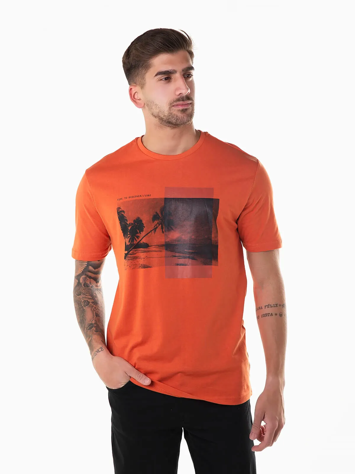 Camiseta manga corta con paisaje