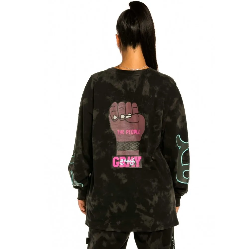 CAMISETA UNISEX MANGA LARGA GRIMEY "DAY DREAMER" BLEACHED  BLACK | SPRING 22