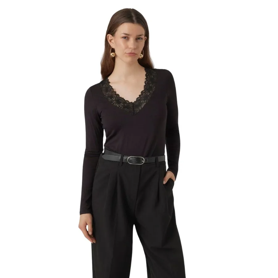  CAMISETAS MANGA LARGA VERO MODA VMROSA LS VNECK LACE TOP GA JRS NOOS
