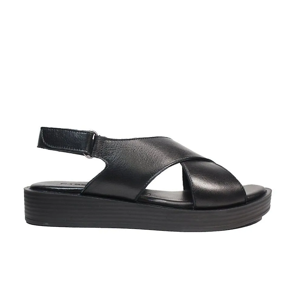 CAPRICHO 2820520 001 | CUERO NEGRO | SANDALIAS DE PLATAFORMA TRASERA PARA MUJER