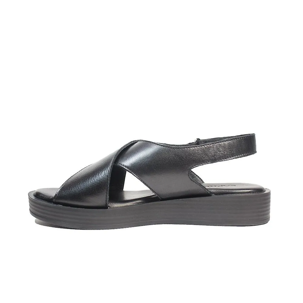 CAPRICHO 2820520 001 | CUERO NEGRO | SANDALIAS DE PLATAFORMA TRASERA PARA MUJER