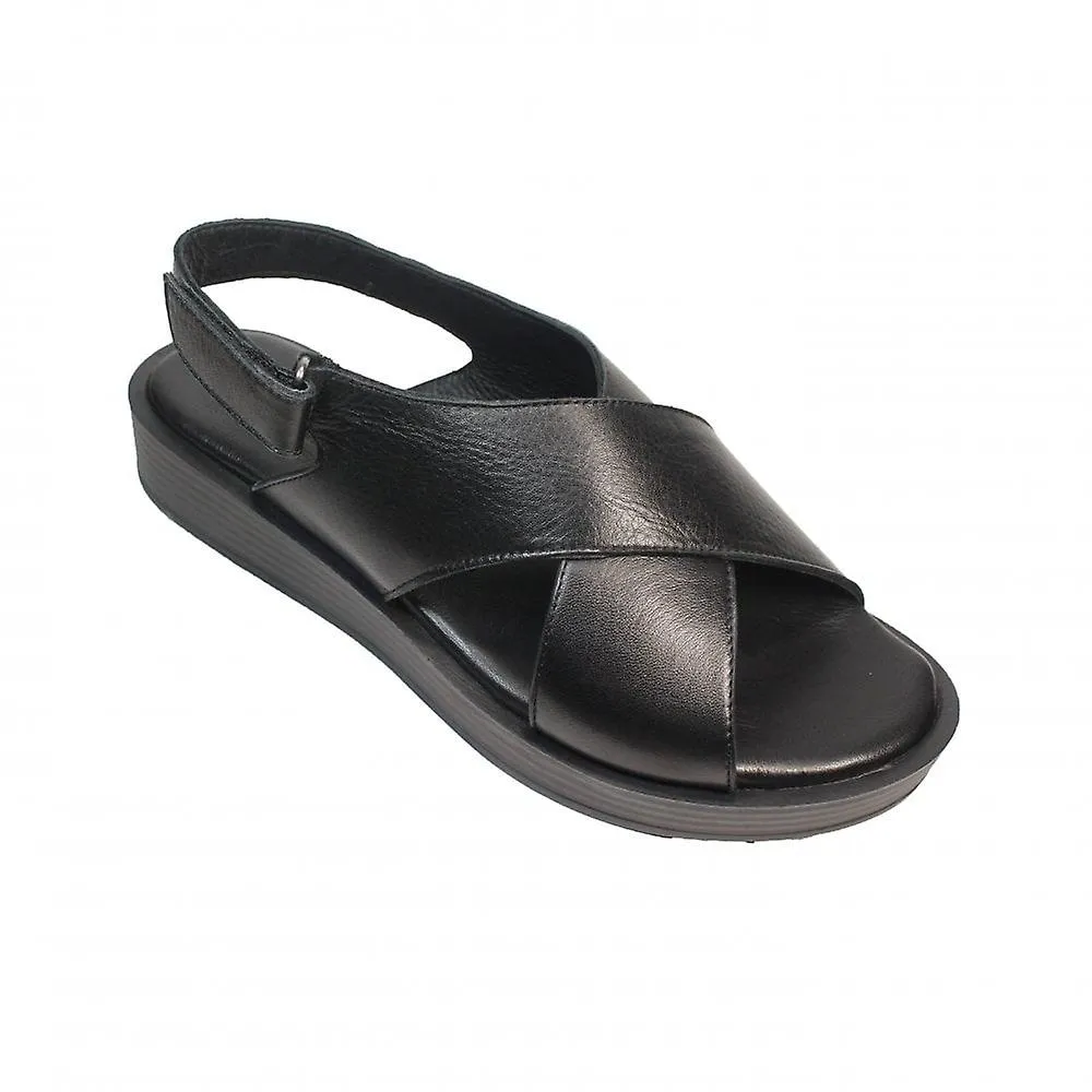 CAPRICHO 2820520 001 | CUERO NEGRO | SANDALIAS DE PLATAFORMA TRASERA PARA MUJER