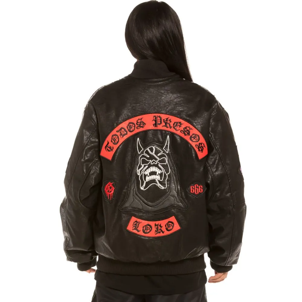 CHAQUETA BOMBER UNISEX GRIMEY "CECILIO X GRMY" PU LEATHER | BLACK  FALL 21