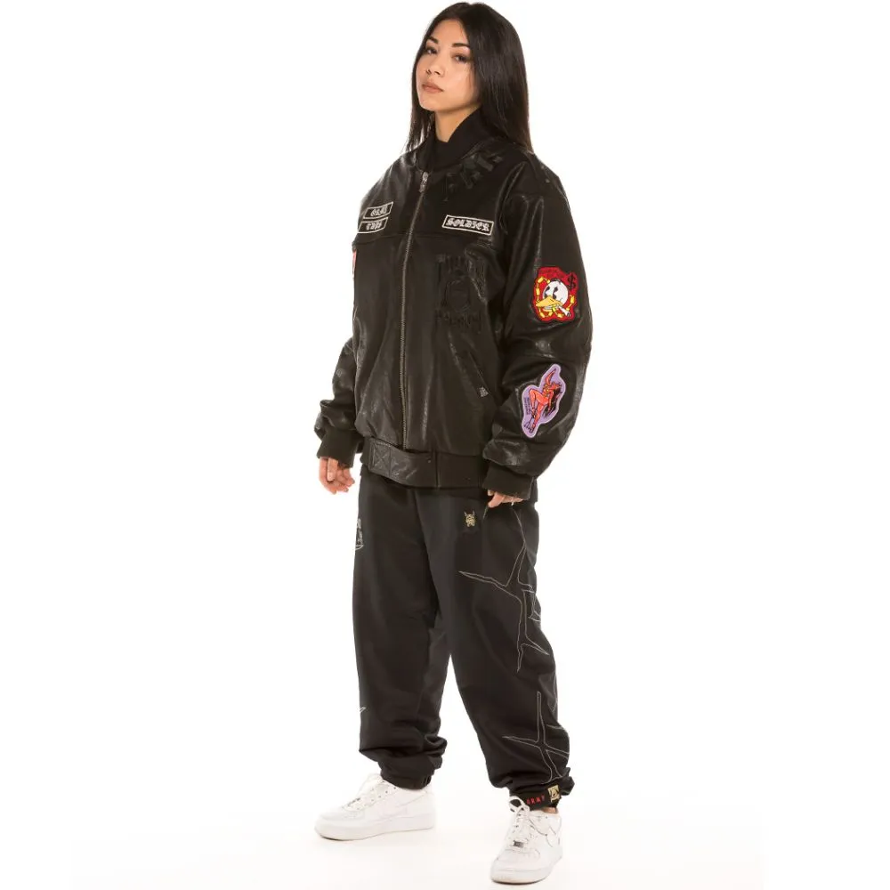 CHAQUETA BOMBER UNISEX GRIMEY "CECILIO X GRMY" PU LEATHER | BLACK  FALL 21