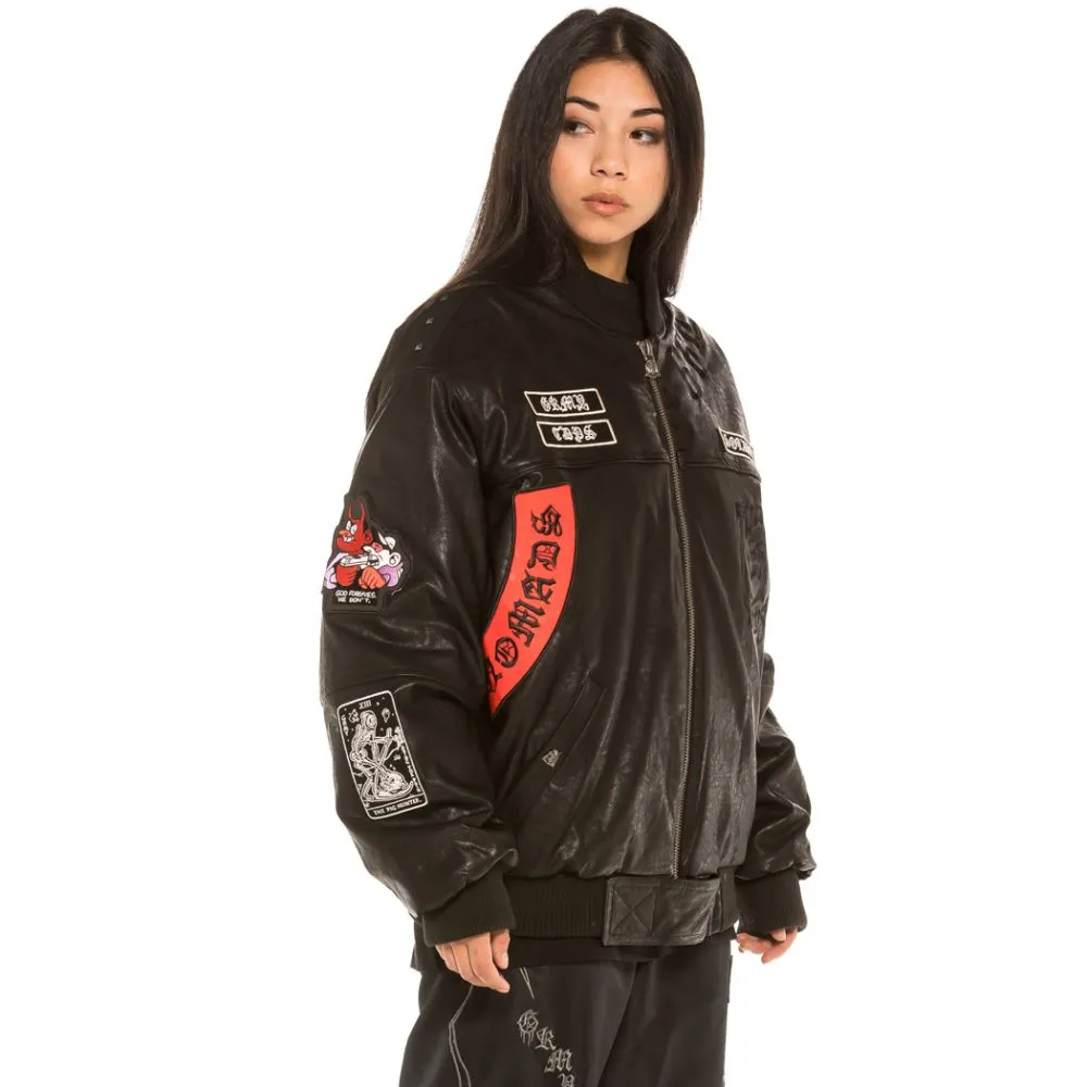 CHAQUETA BOMBER UNISEX GRIMEY "CECILIO X GRMY" PU LEATHER | BLACK  FALL 21