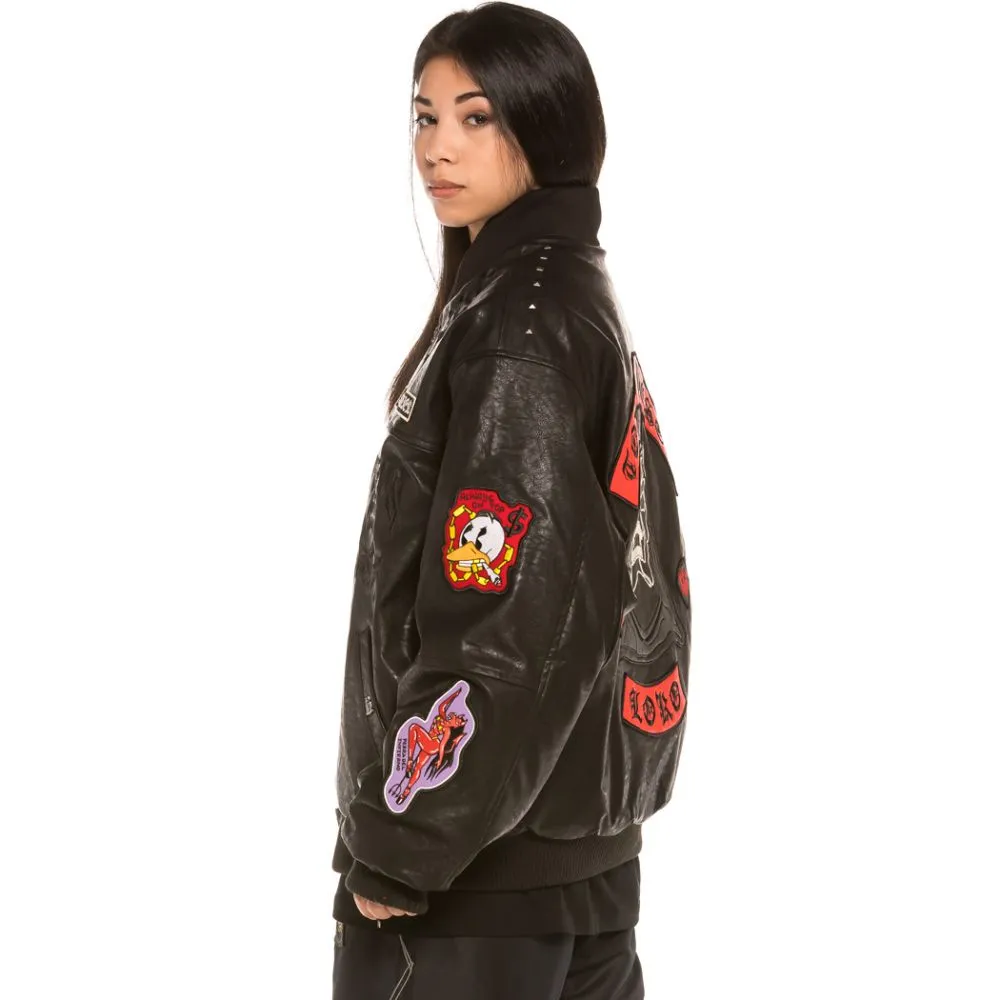 CHAQUETA BOMBER UNISEX GRIMEY "CECILIO X GRMY" PU LEATHER | BLACK  FALL 21