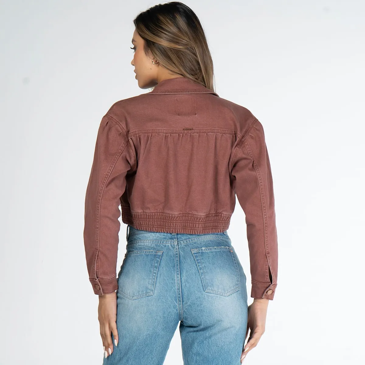 Chaqueta Corta Encauchada Granate