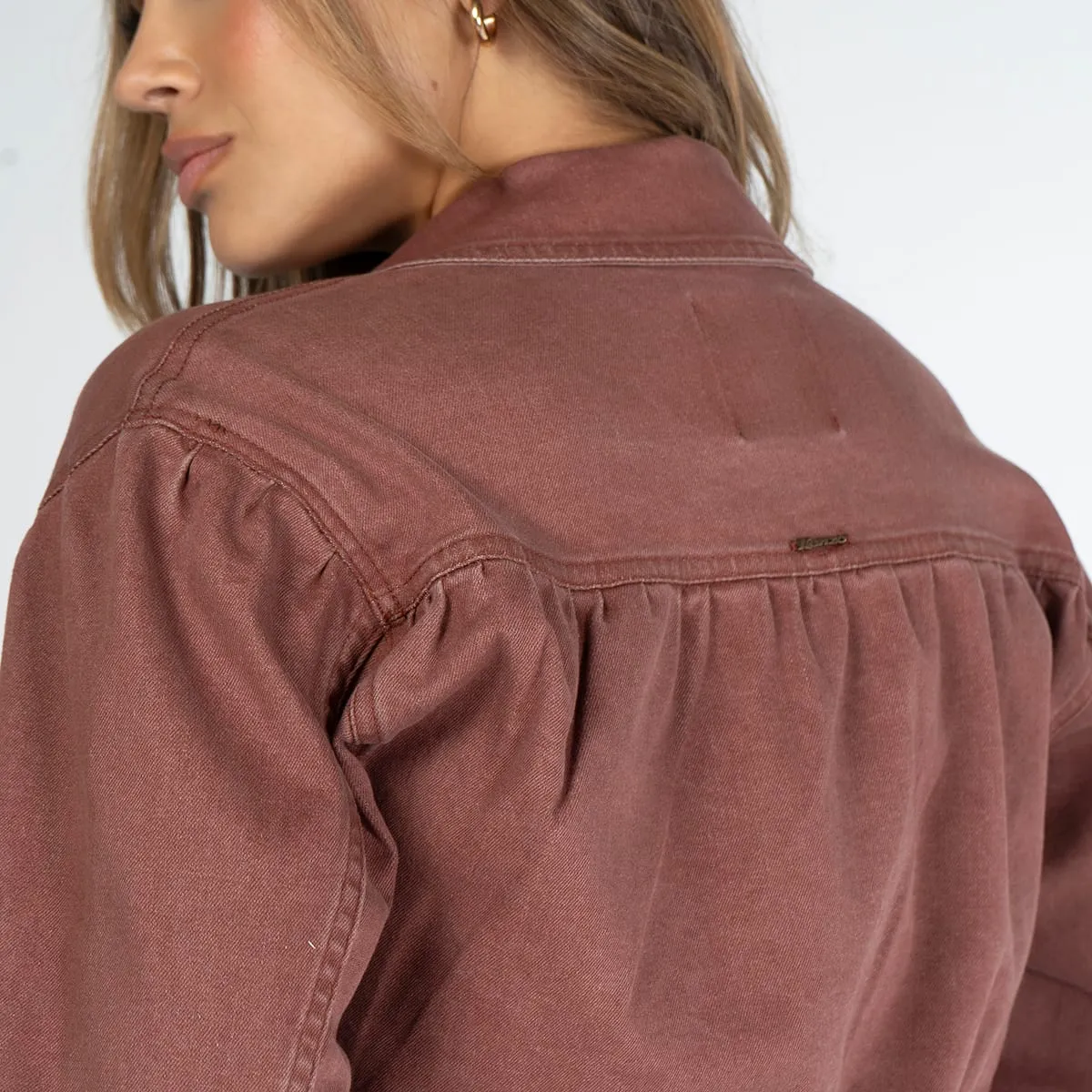 Chaqueta Corta Encauchada Granate