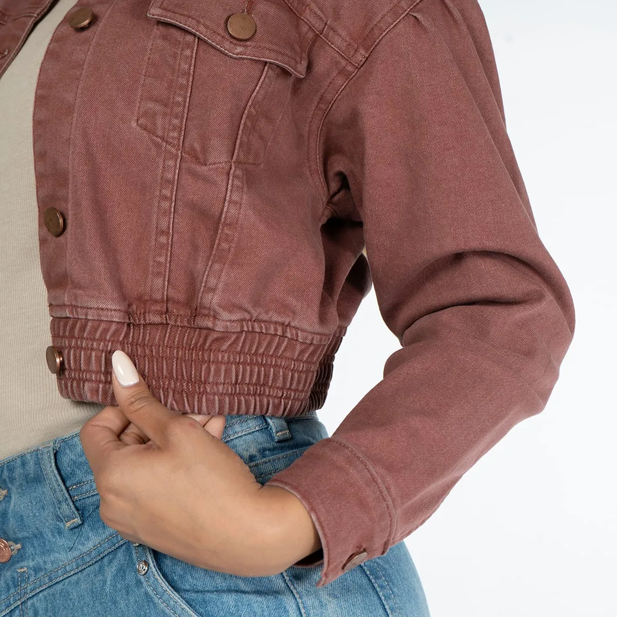 Chaqueta Corta Encauchada Granate