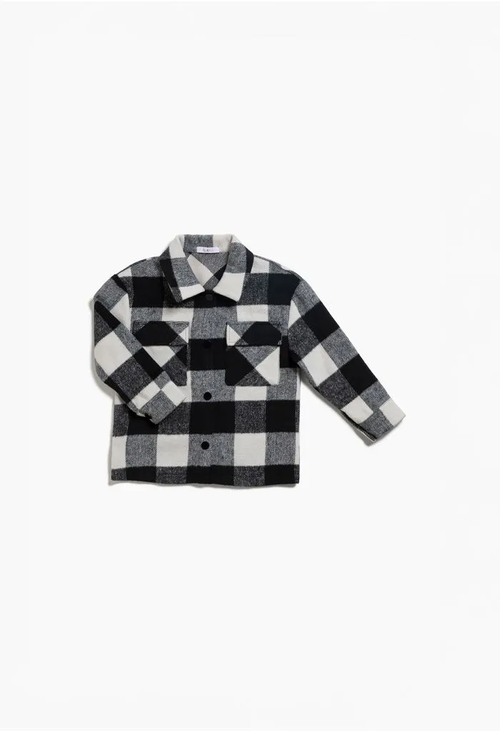 Chaqueta de cuadros con bolsillos fronta